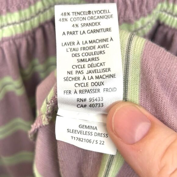Toad & Co Gemina Sleeveless Dress Lilac &‎ Mint Smocked Bodice Tie Straps Small - Picture 5 of 6